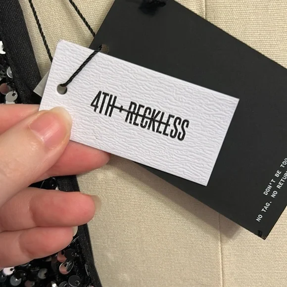 4th & Reckless Black Open Back Sequin T-Shirt Dress - Marca - Picture 8 of 9